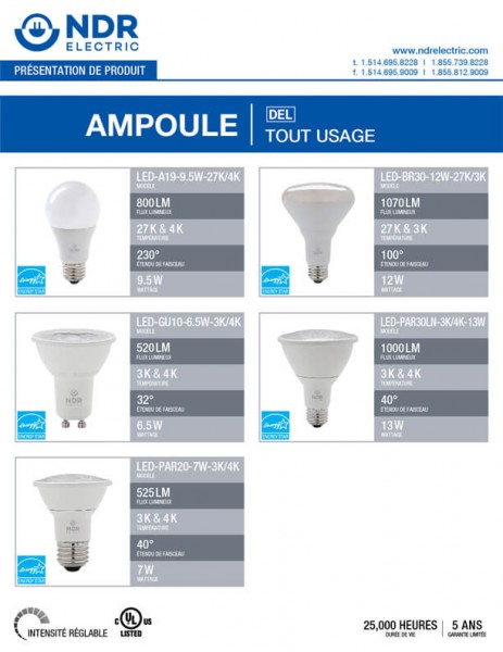 Feuillets de vente: Ampoules