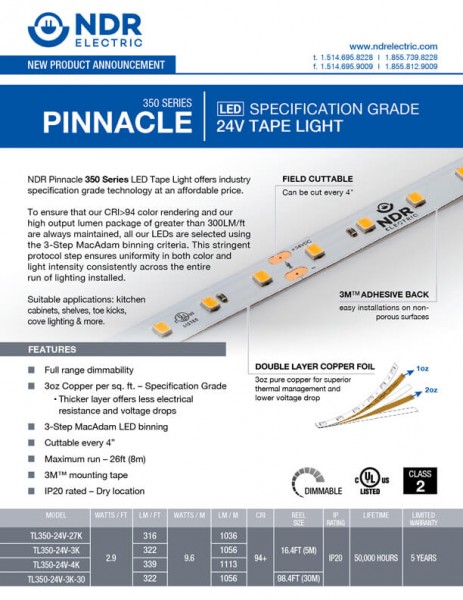 Sell Sheets: Pinnacle 350 Series