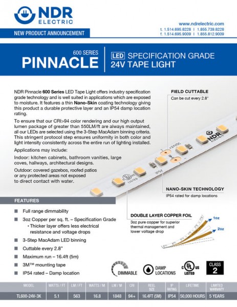 Sell Sheets: Pinnacle 600 Series