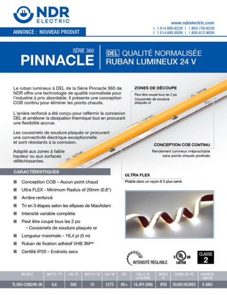 Feuillets de vente: Pinnacle Série 360